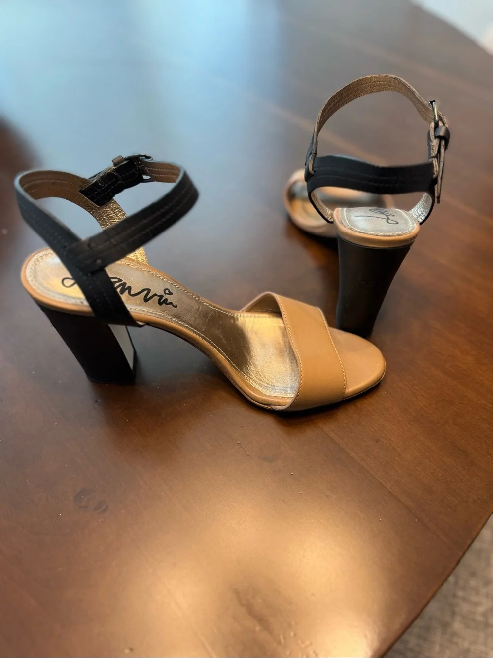 Lanvin Two-Tone Ankle Strap Sandals in Tan and Black - Picture 4 of 4